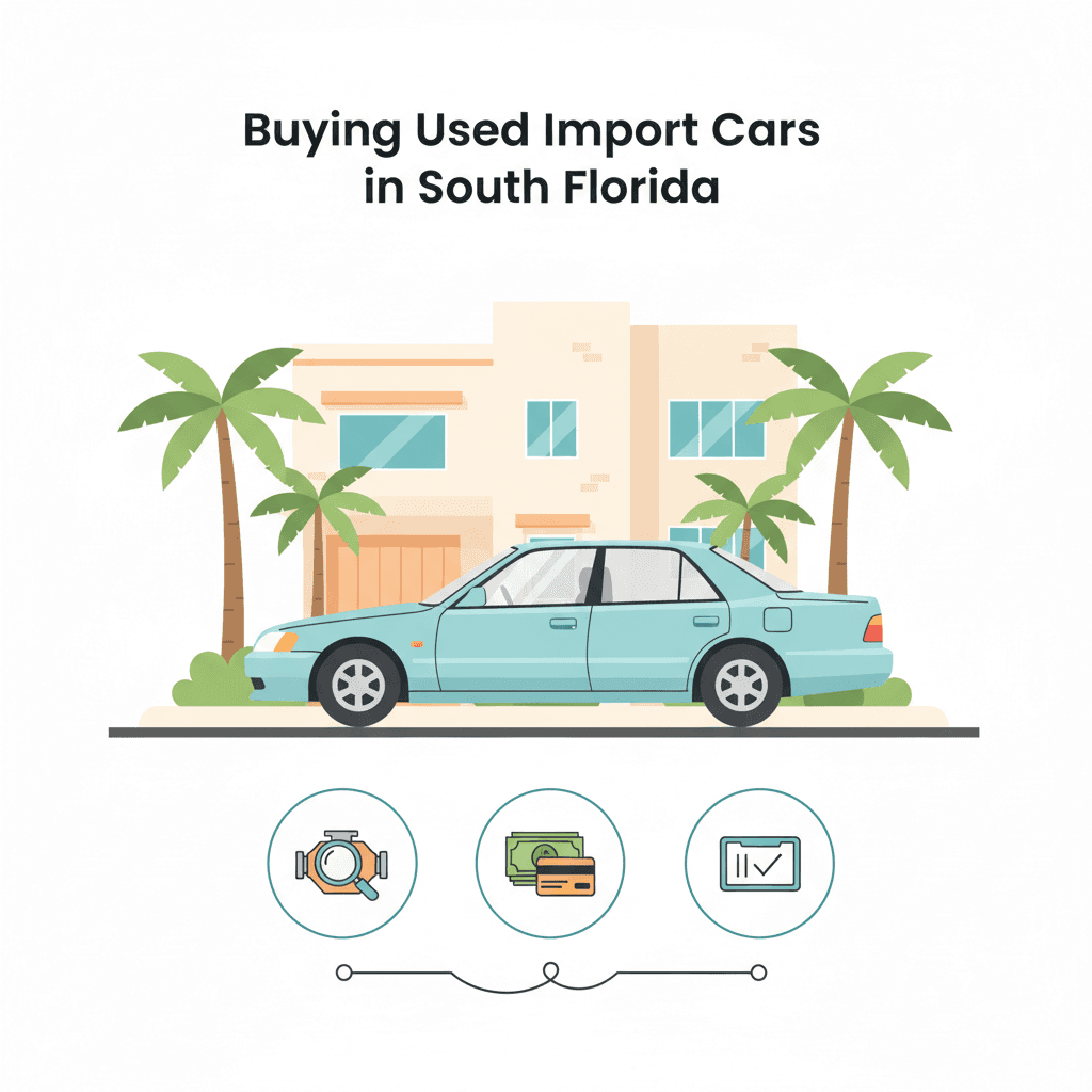 Buying used import cars in South Florida with inspection, financing, and registration steps